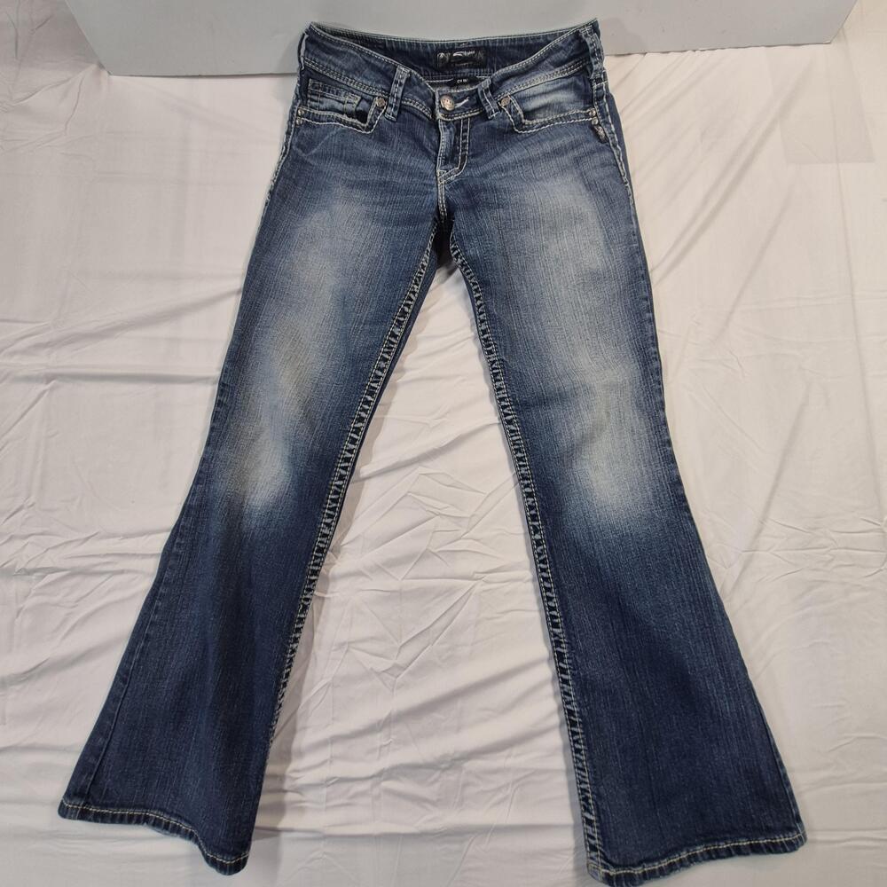 Silver Jeans Co Suki Jeans Womens 29 Blue Bootcut Medium Wash Embroidered Denim